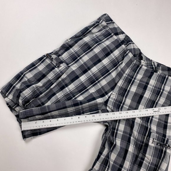 Nike Athletic Department Cargo Shorts Mens 36 Check Plaid Cotton 11" Black Gray - Picture 11 of 14